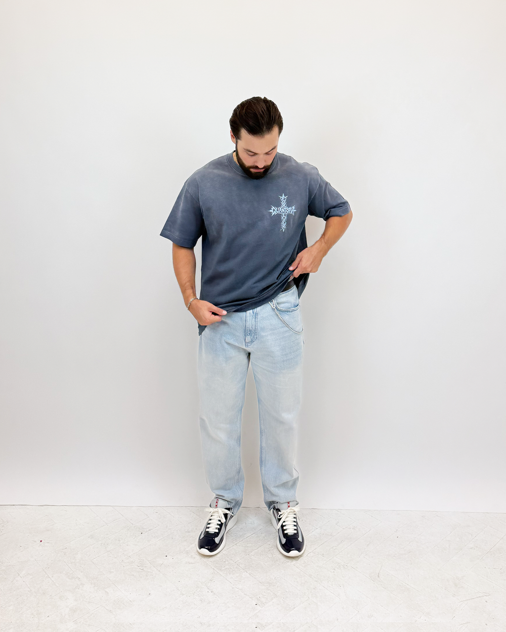 FOREVER CROSS T-SHIRT - BLUE WASH