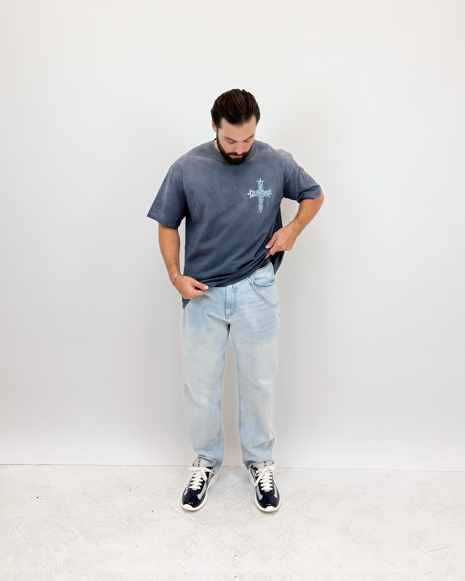 FOREVER CROSS T-SHIRT - BLUE WASH