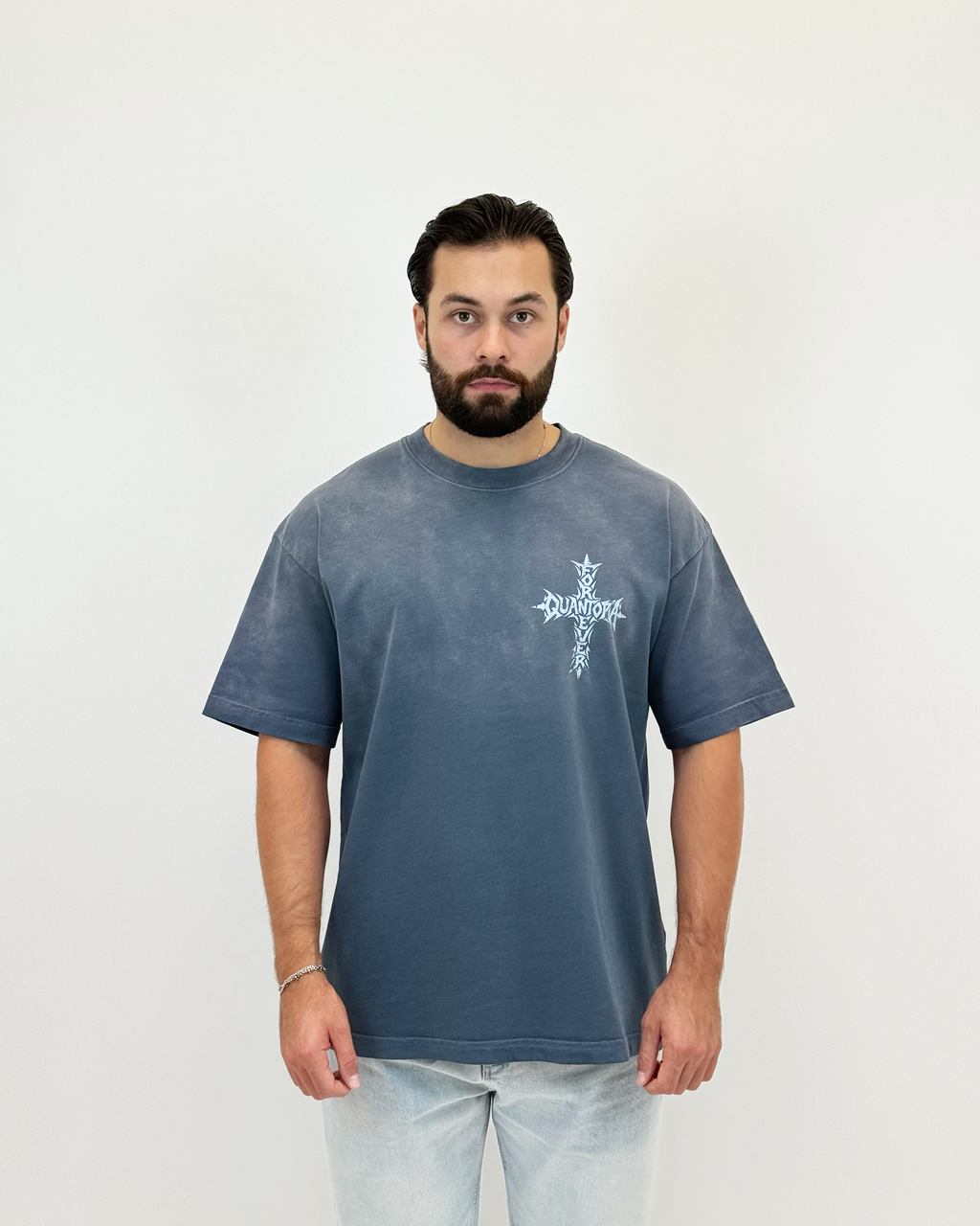 FOREVER CROSS T-SHIRT - BLUE WASH