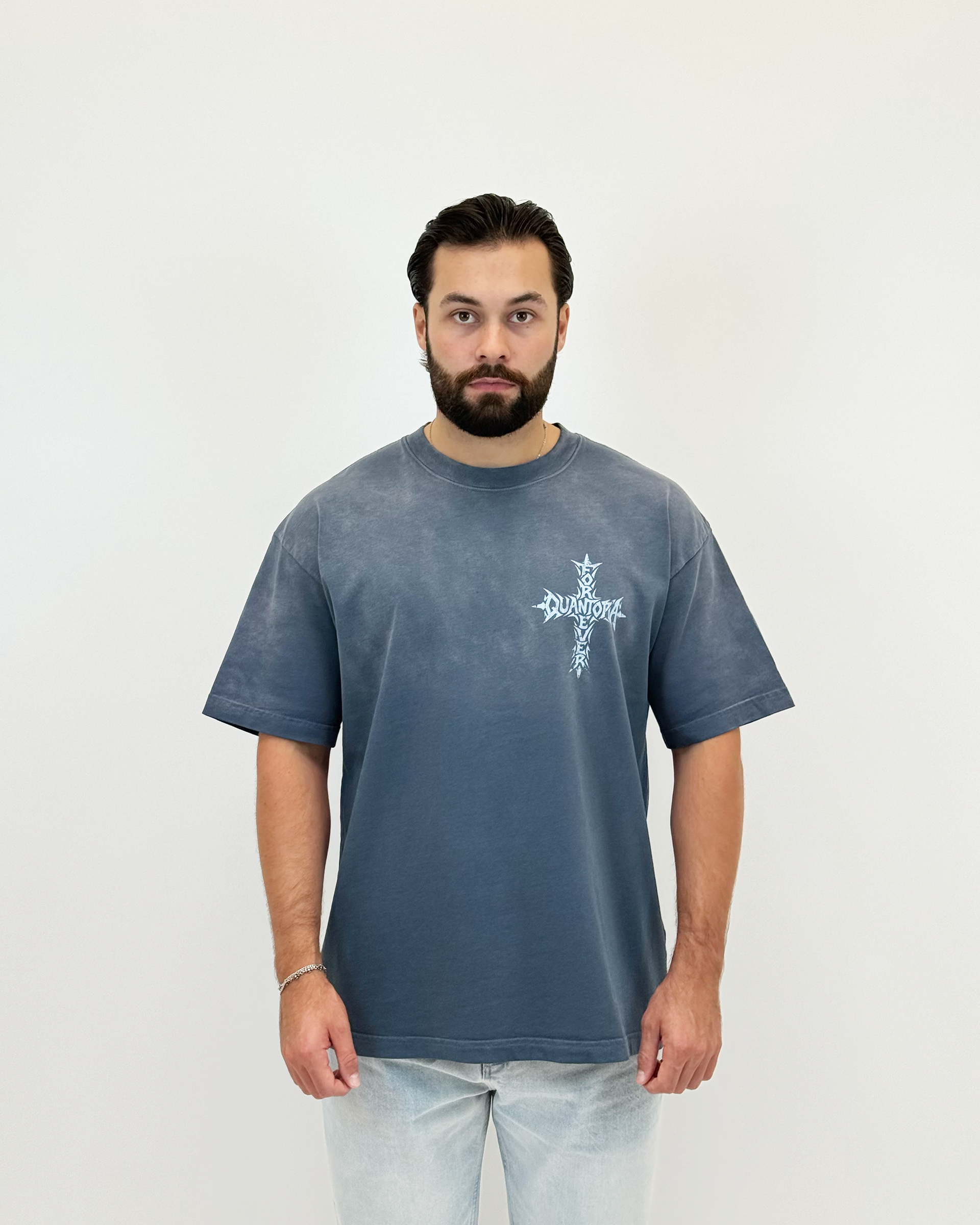FOREVER CROSS T-SHIRT - BLUE WASH