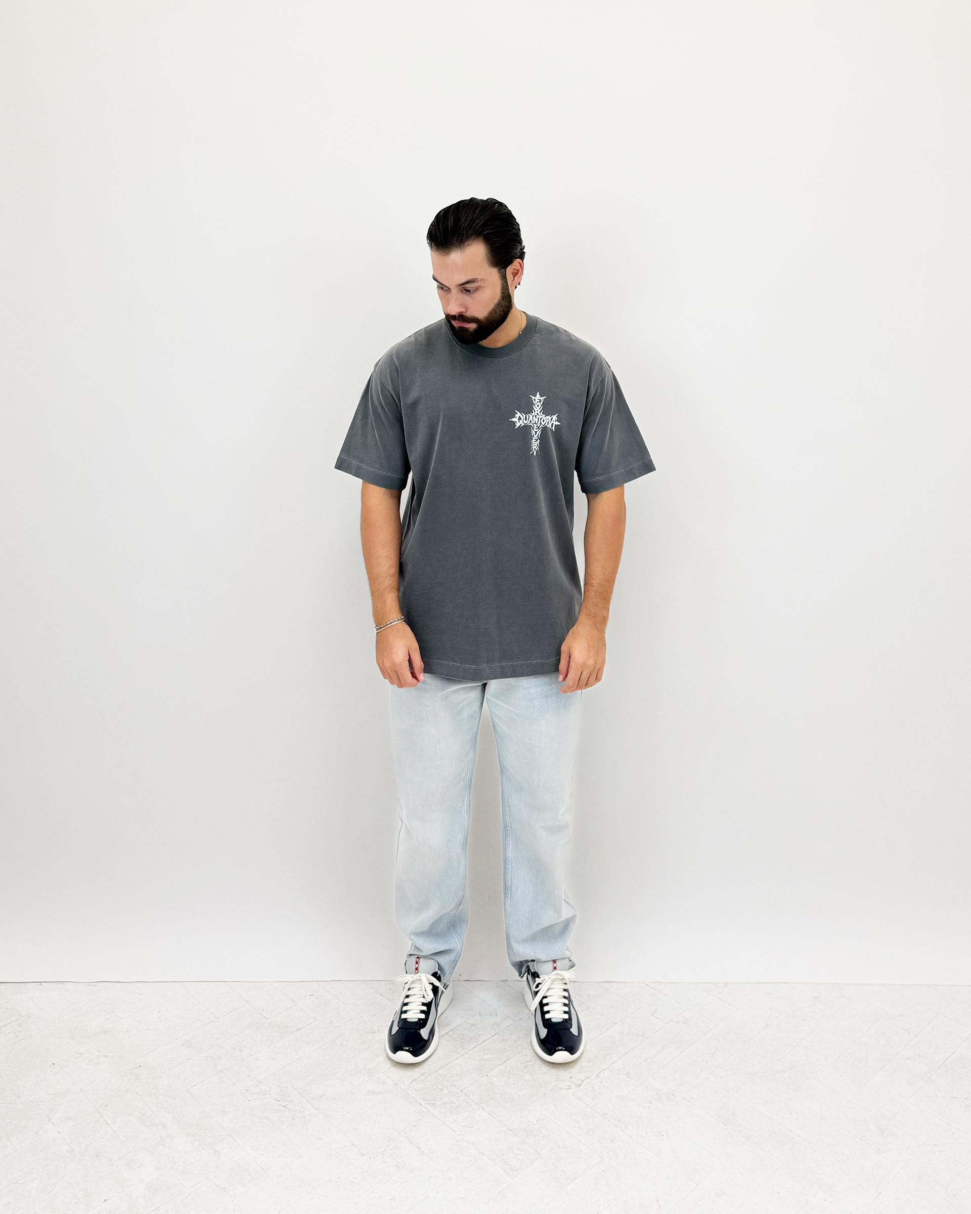 FOREVER CROSS T-SHIRT - GREY WASH