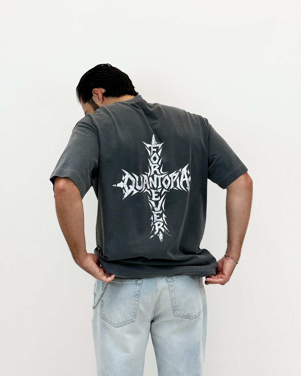 FOREVER CROSS T-SHIRT - GREY WASH