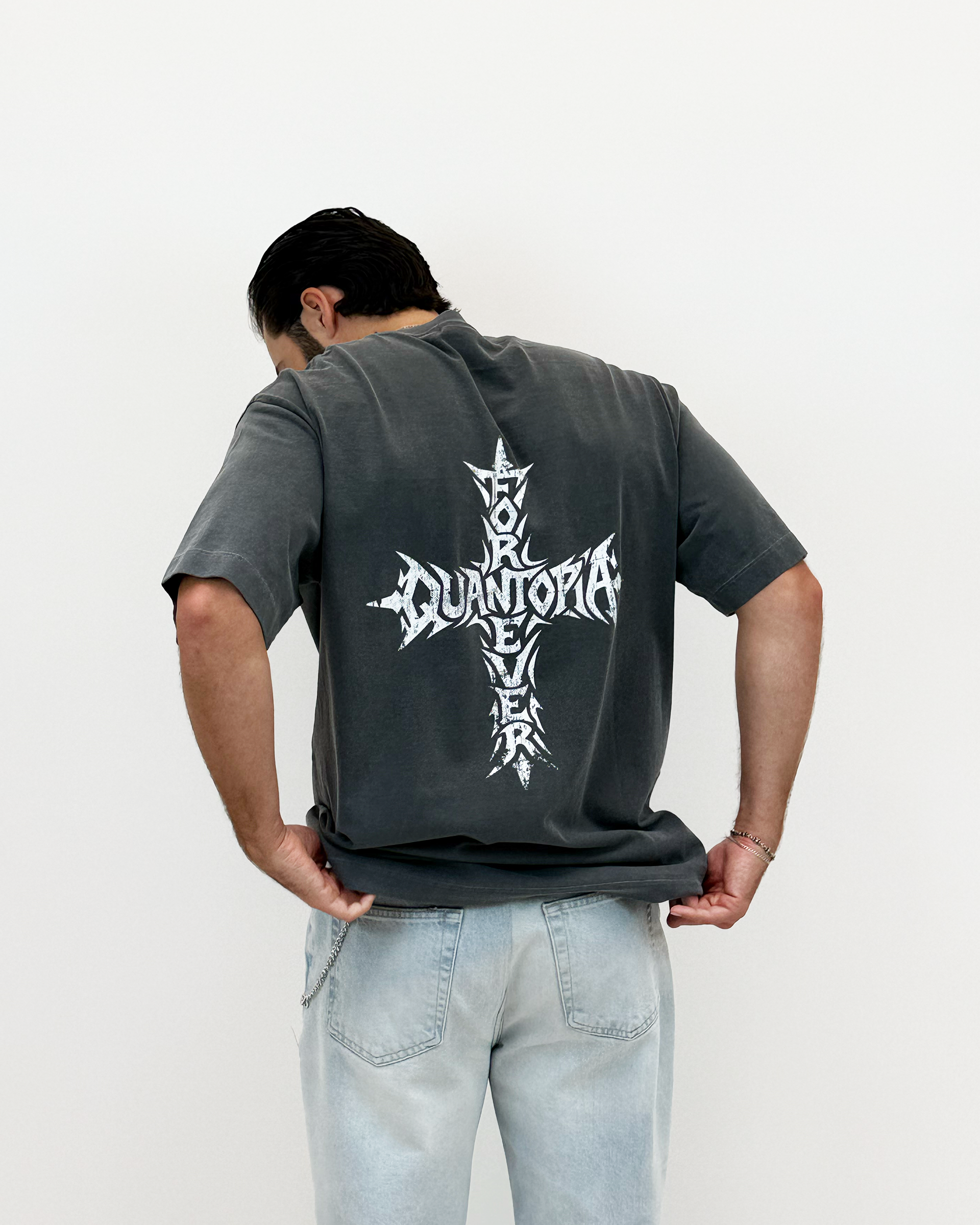 FOREVER CROSS T-SHIRT - GREY WASH